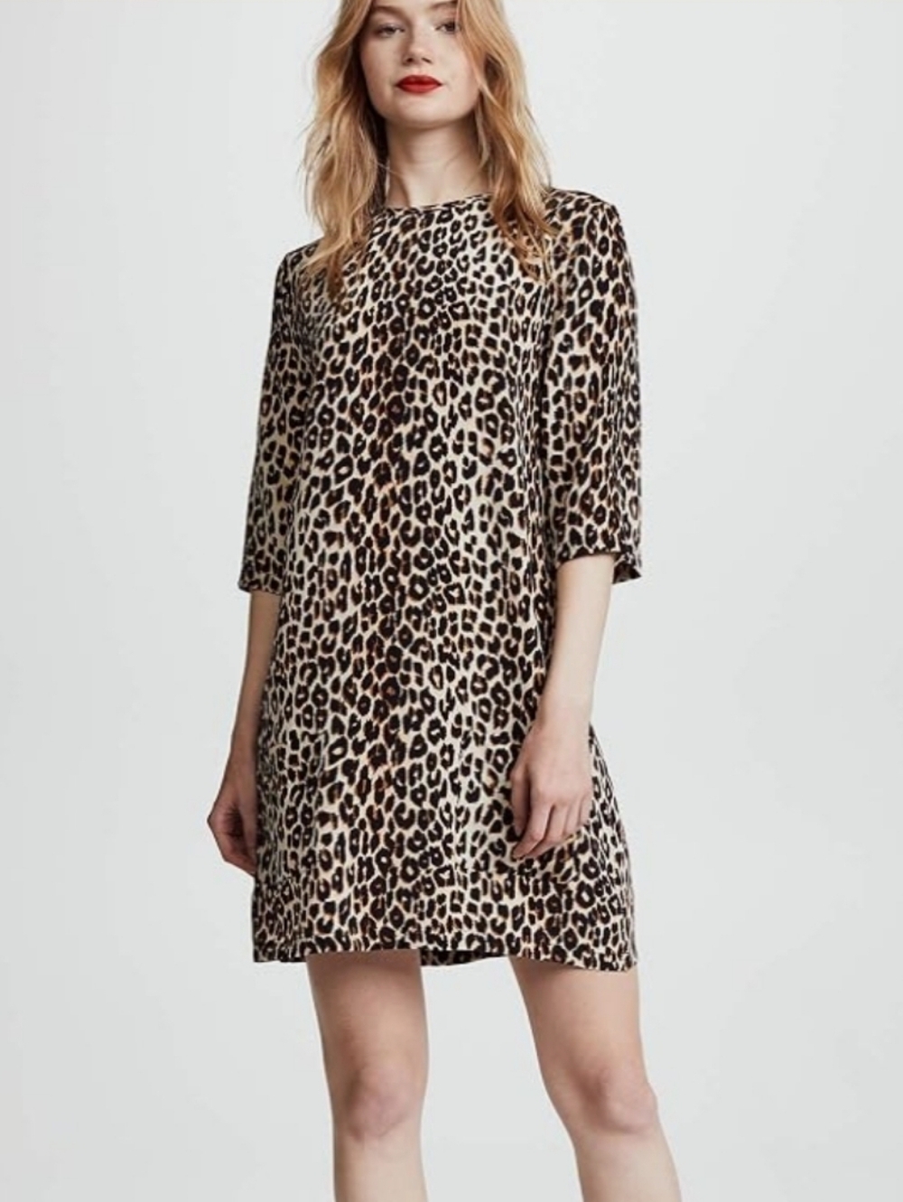 Equipment Femme Aubrey Silk Leopard Print Shift Dress Size L NWT Mini Pockets - Picture 2 of 13